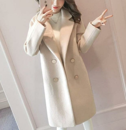 Woolen coat female new female middle long section thick coat woolen