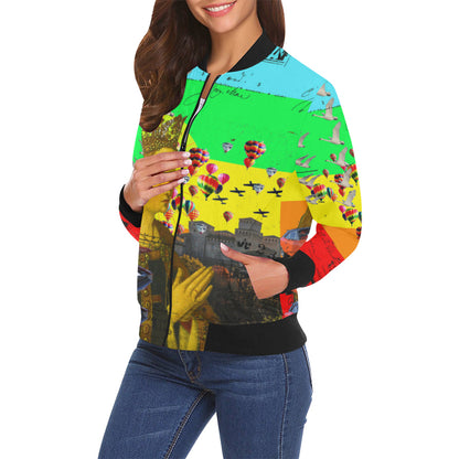 PRAYER All Over Print Bomber Jacket for Women