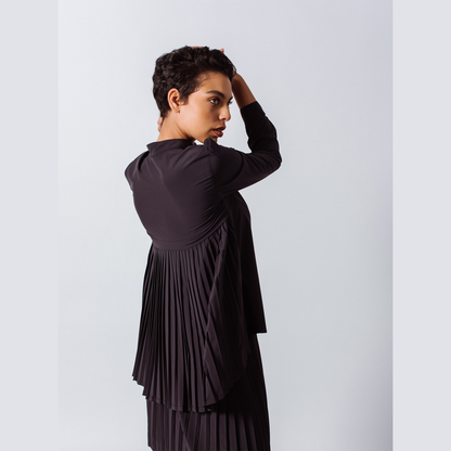 Stylish Pleated Blouse in Black