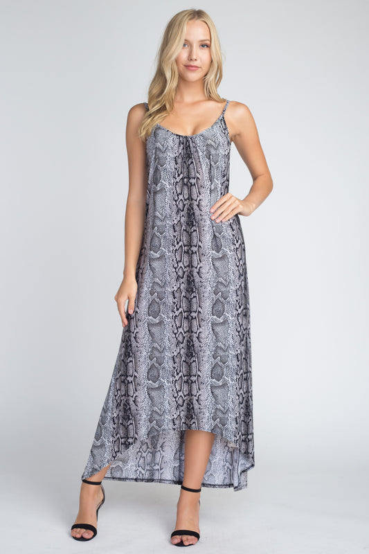 Women's Snakeskin Print Maxi Tank Dress