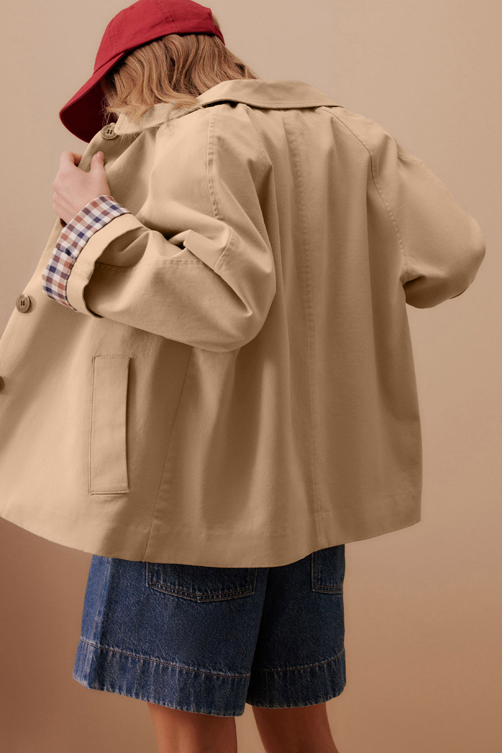 Parchment Plaid Lined Collar Trench