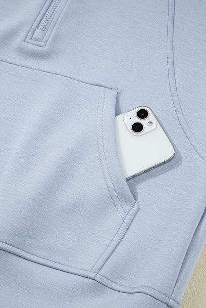 Beau Blue Half Zip Thumbhole Sleeve Hoodie Active Pants 2pcs Outfit