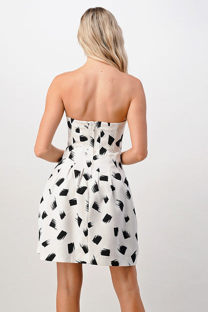 Strapless Printed A-Line Dress