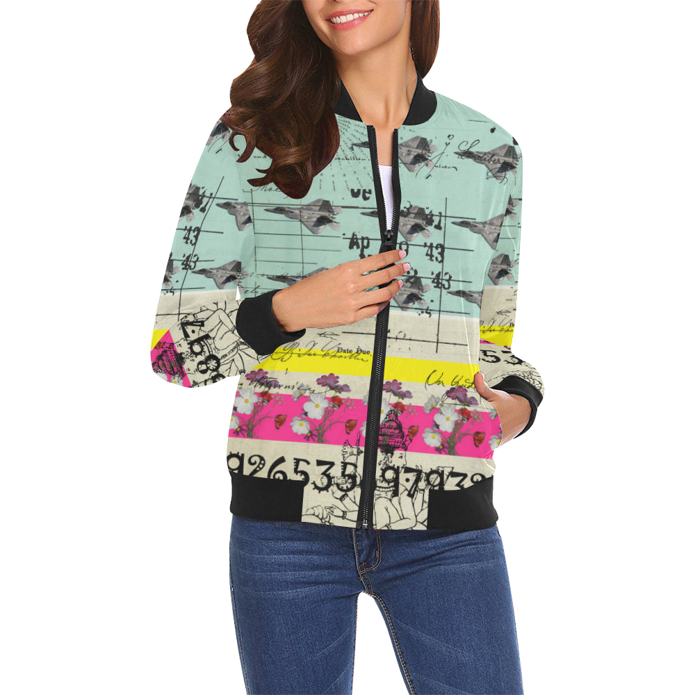 FLOWER POWER II All Over Print Bomber Jacket for Women