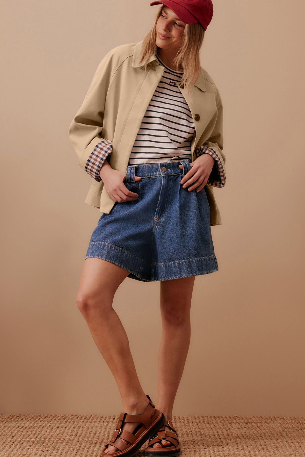 Parchment Plaid Lined Collar Trench