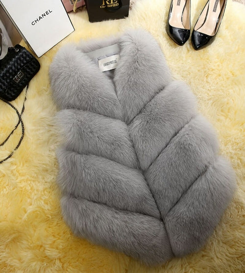 Faux Fur Sleeveless Vest Winter Thick Coats Women