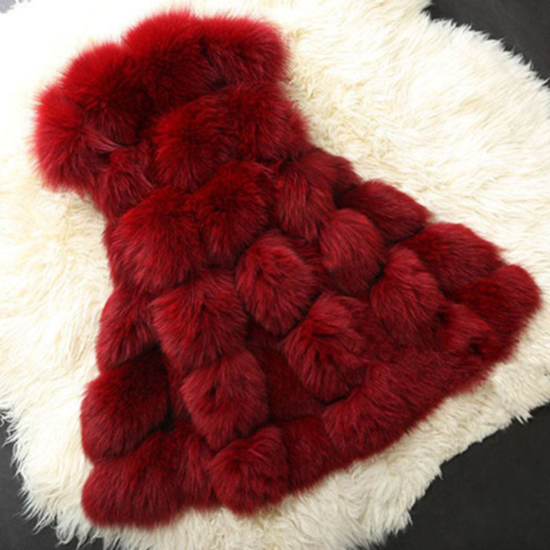 High quality Fur Vest coat Luxury Faux Fox Warm Women Coat Vests