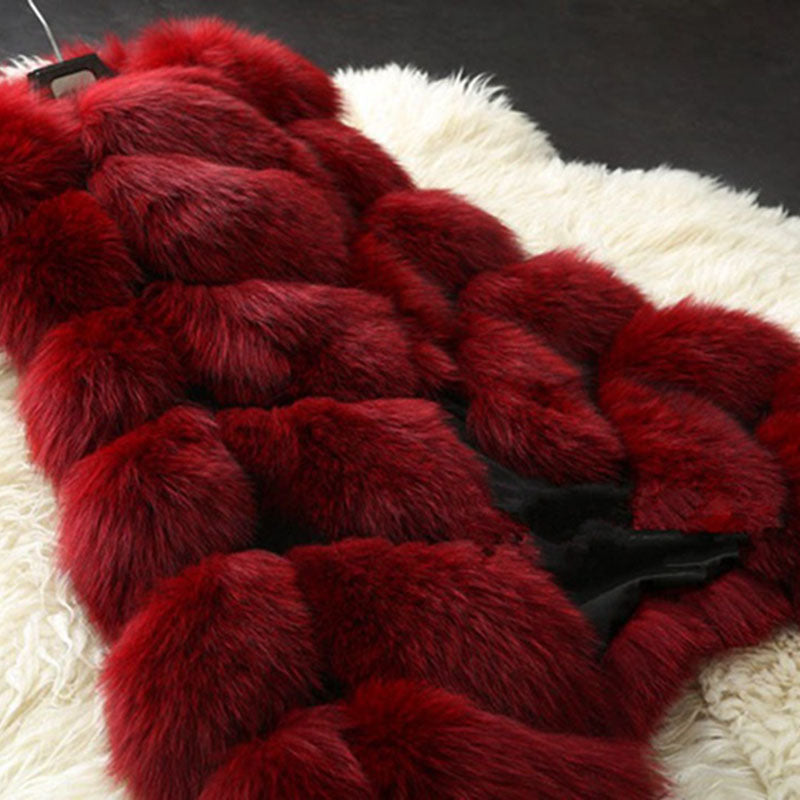 High quality Fur Vest coat Luxury Faux Fox Warm Women Coat Vests