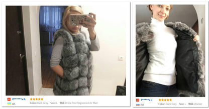 High quality Fur Vest coat Luxury Faux Fox Warm Women Coat Vests