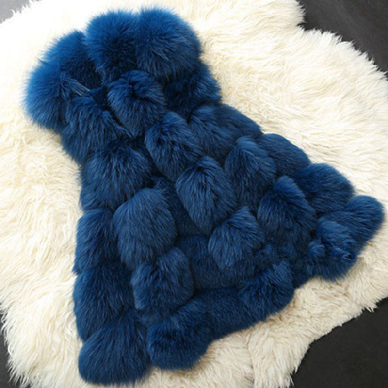 High quality Fur Vest coat Luxury Faux Fox Warm Women Coat Vests