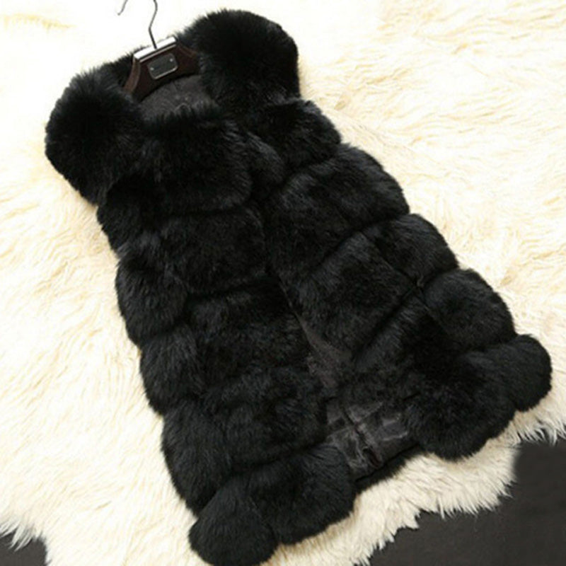 High quality Fur Vest coat Luxury Faux Fox Warm Women Coat Vests