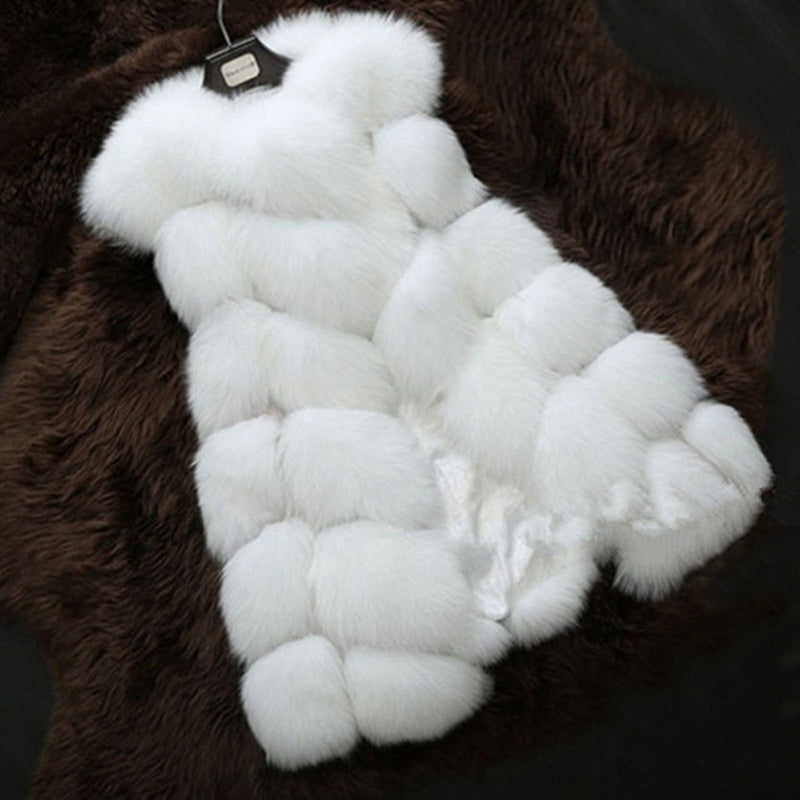 High quality Fur Vest coat Luxury Faux Fox Warm Women Coat Vests