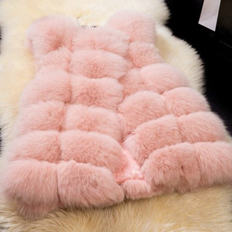 High quality Fur Vest coat Luxury Faux Fox Warm Women Coat Vests