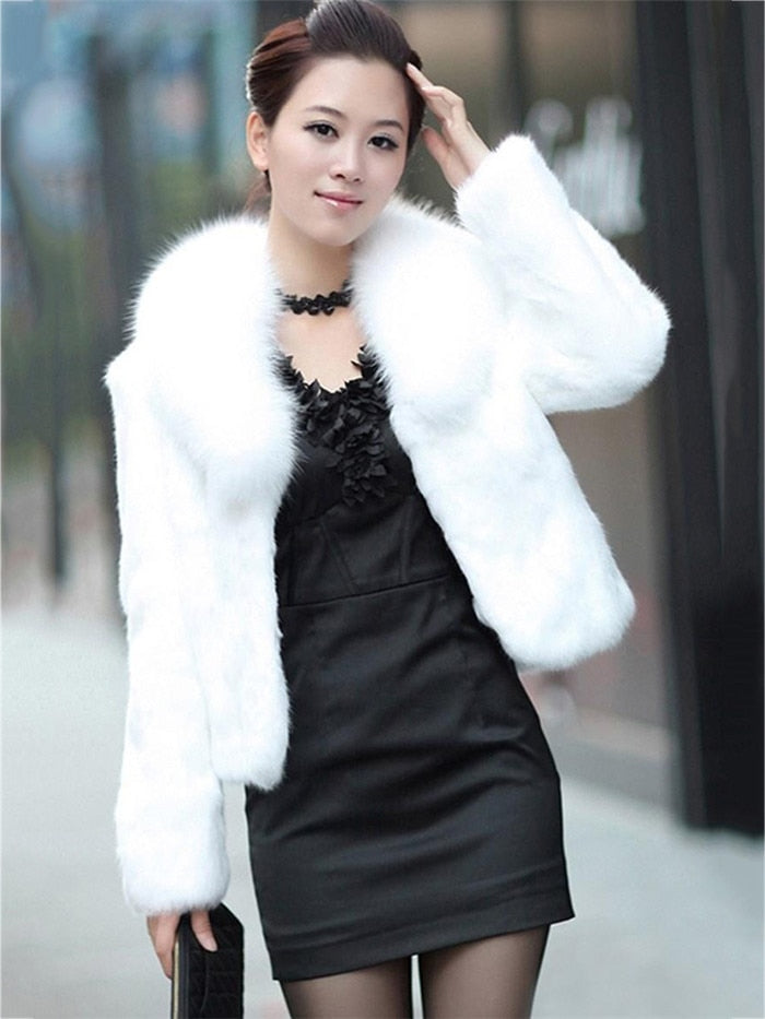 High Quality Winter Warm Fluffy Faux Fur Coats Jackets Women Furry