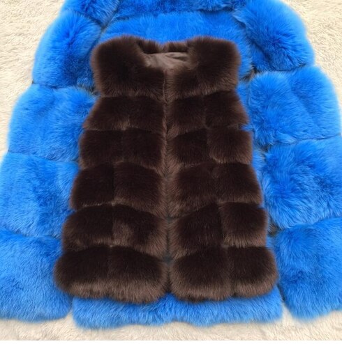 High quality Fur Vest coat Luxury Faux Fox Warm Women Coat Vests