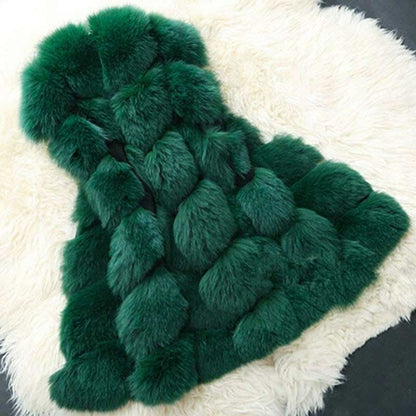 High quality Fur Vest coat Luxury Faux Fox Warm Women Coat Vests