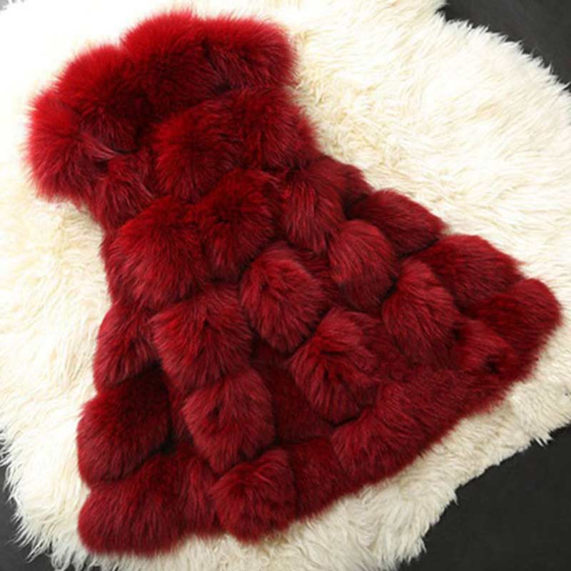 High quality Fur Vest coat Luxury Faux Fox Warm Women Coat Vests