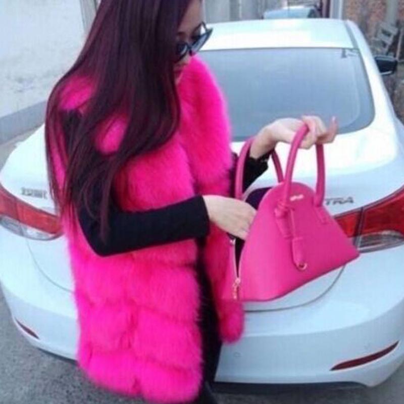 High quality Fur Vest coat Luxury Faux Fox Warm Women Coat Vests