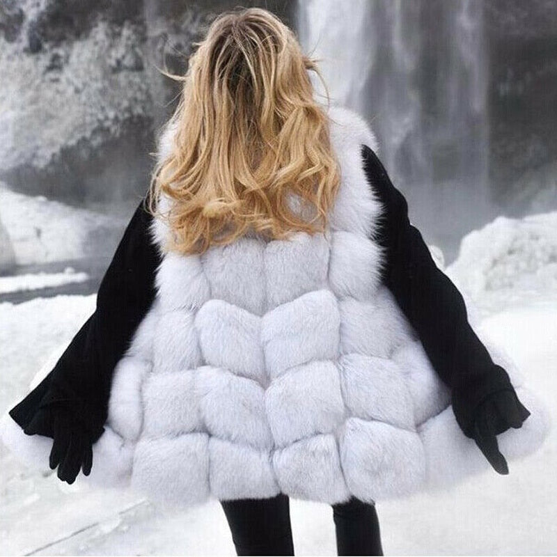 High quality Fur Vest coat Luxury Faux Fox Warm Women Coat Vests