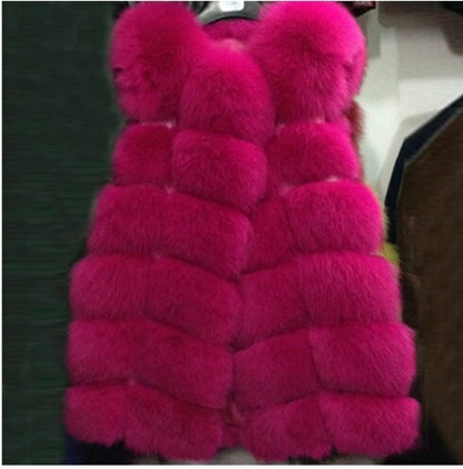 High quality Fur Vest coat Luxury Faux Fox Warm Women Coat Vests