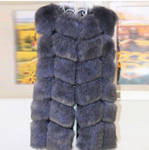 High quality Fur Vest coat Luxury Faux Fox Warm Women Coat Vests