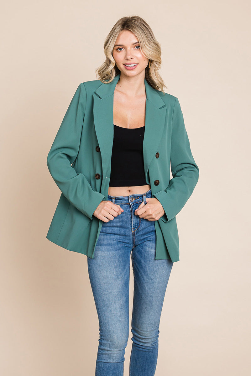 Double Breasted Lapel Collar Jacket Blazer