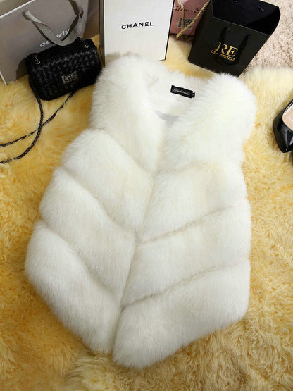 Faux Fur Sleeveless Vest Winter Thick Coats Women