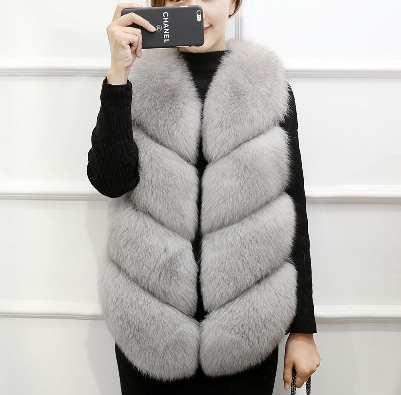 Faux Fur Sleeveless Vest Winter Thick Coats Women