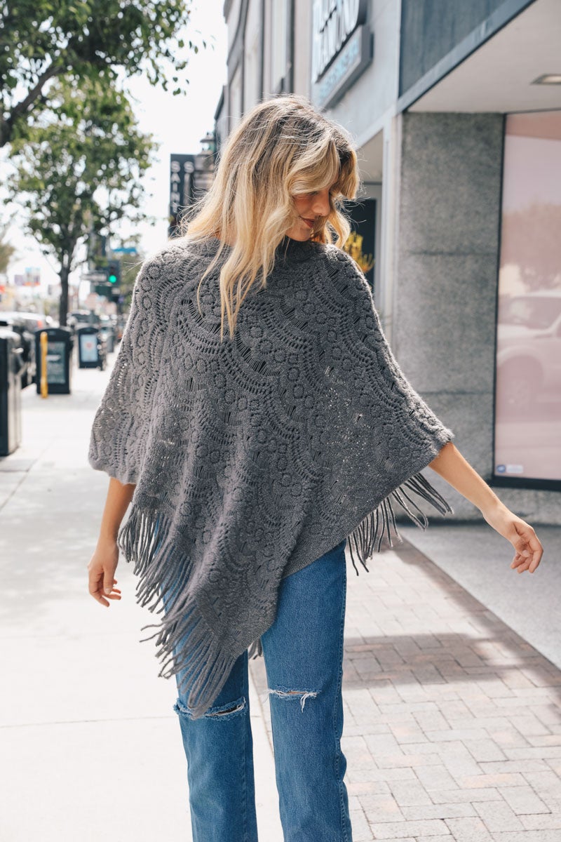 Scallop Lace Knit Poncho