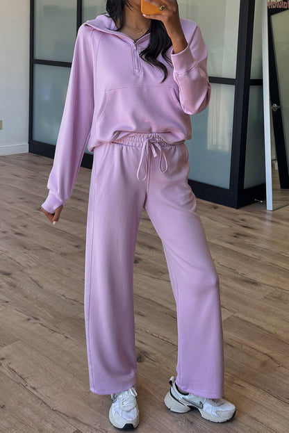 Beau Blue Half Zip Thumbhole Sleeve Hoodie Active Pants 2pcs Outfit