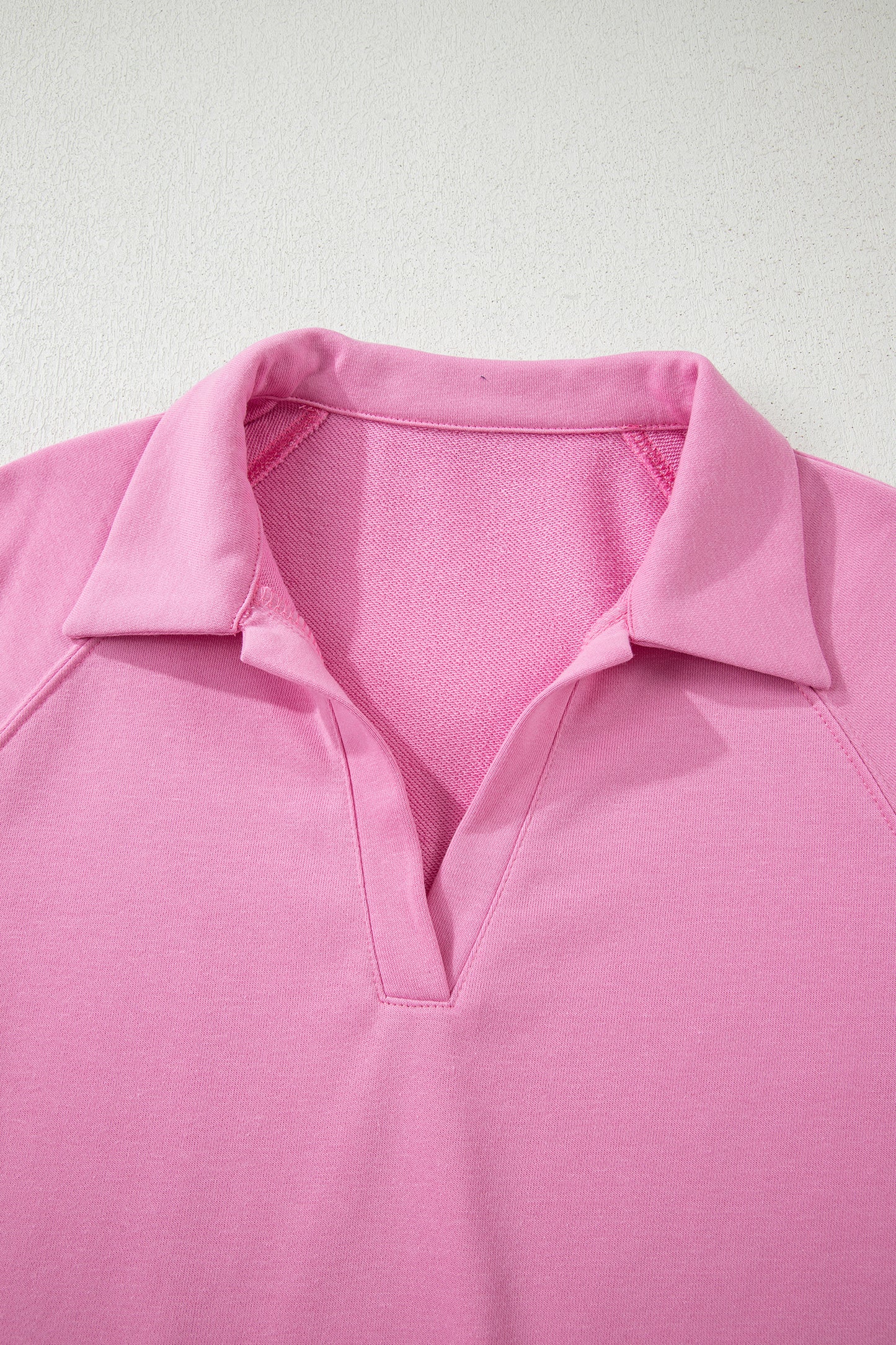 Dark Khaki Polo Collar V Neck Pullover and Drawstring Sweatpants Set