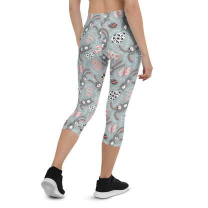 Cute Easter Bunny Capri Leggings for Women