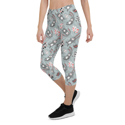 Cute Easter Bunny Capri Leggings for Women