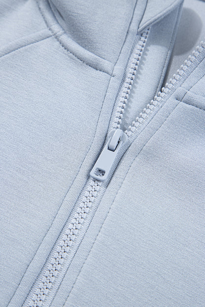 Beau Blue Half Zip Thumbhole Sleeve Hoodie Active Pants 2pcs Outfit