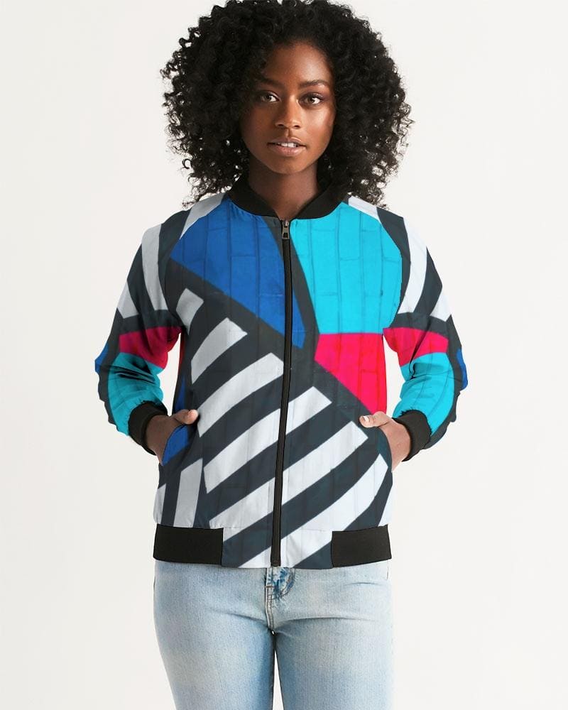 Gridline Colorful Style Womens Bomber Jacket