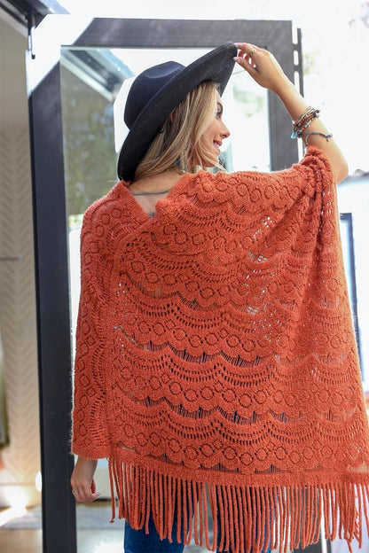 Scallop Lace Knit Poncho