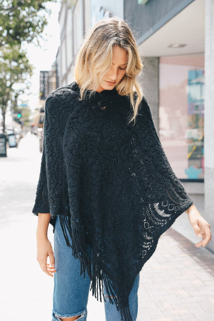 Scallop Lace Knit Poncho