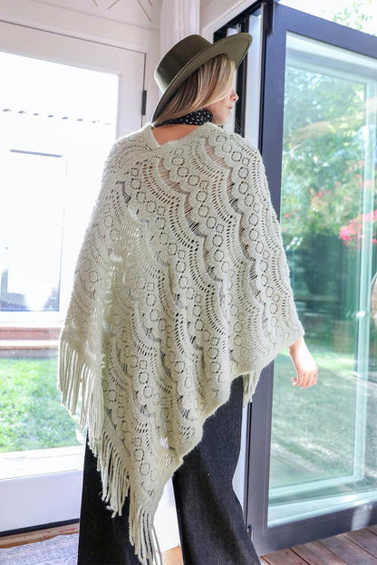 Scallop Lace Knit Poncho